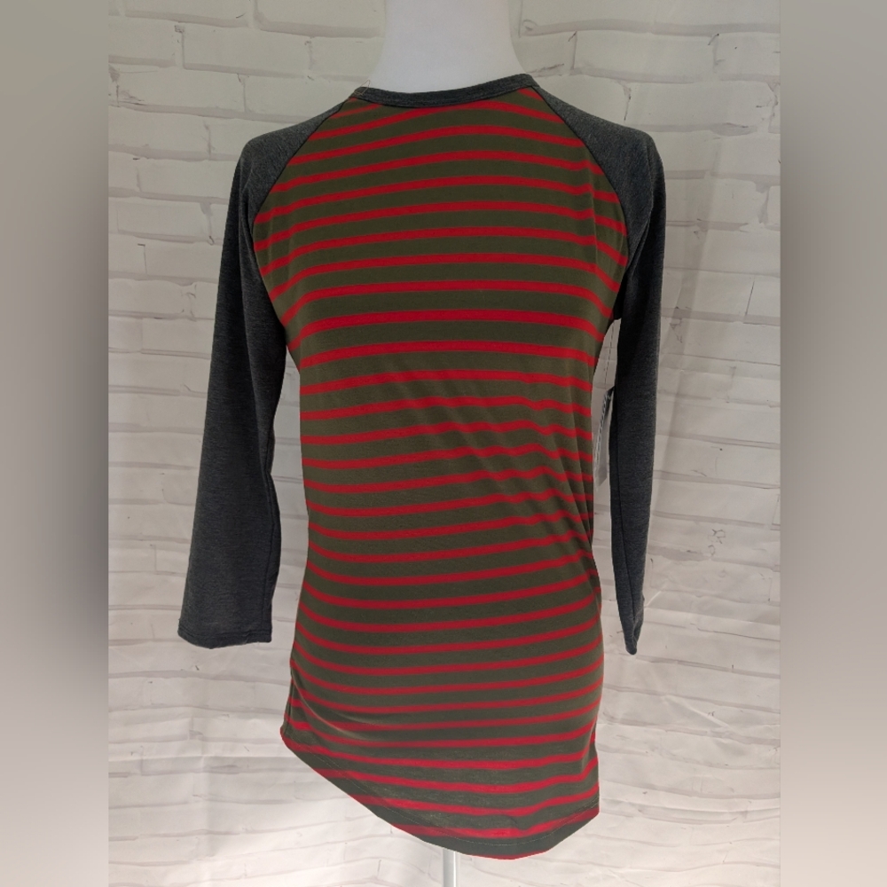 NWT LuLaRoe Olive and Red Striped Tee